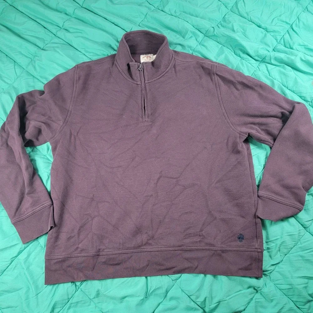 Brooks Brothers Red Fleece Mens 2XL Purple 1/4 Zip Pullover Sweater Long Sleeve